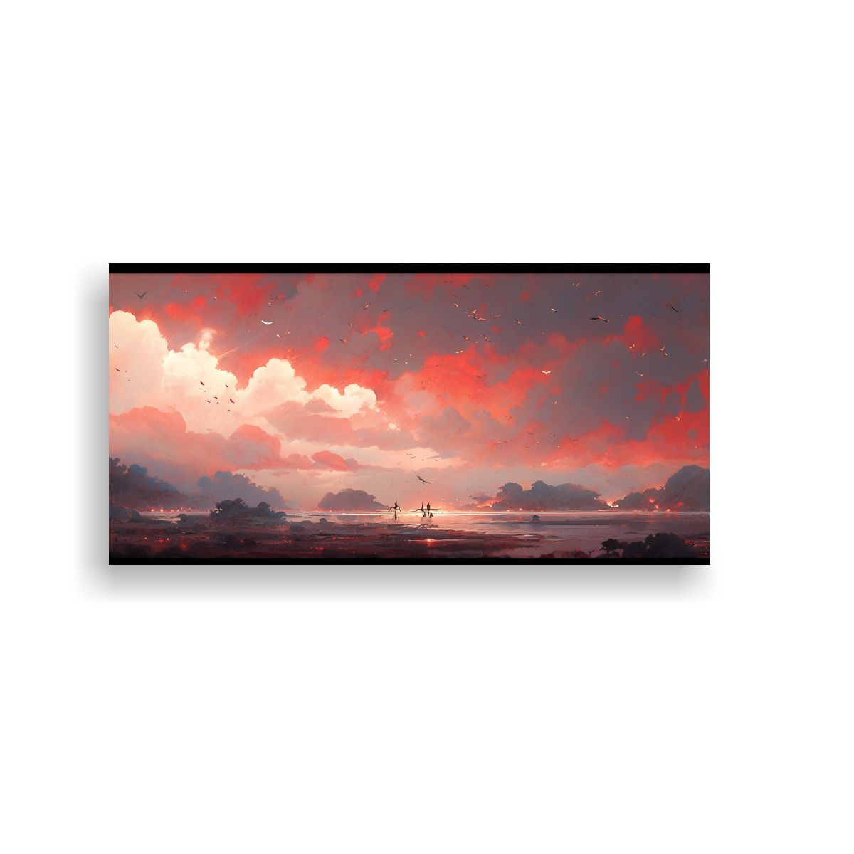 GENERICO - Pintura Abstracta De Paisaje Urbano Con Colores Ro 160x80cm.