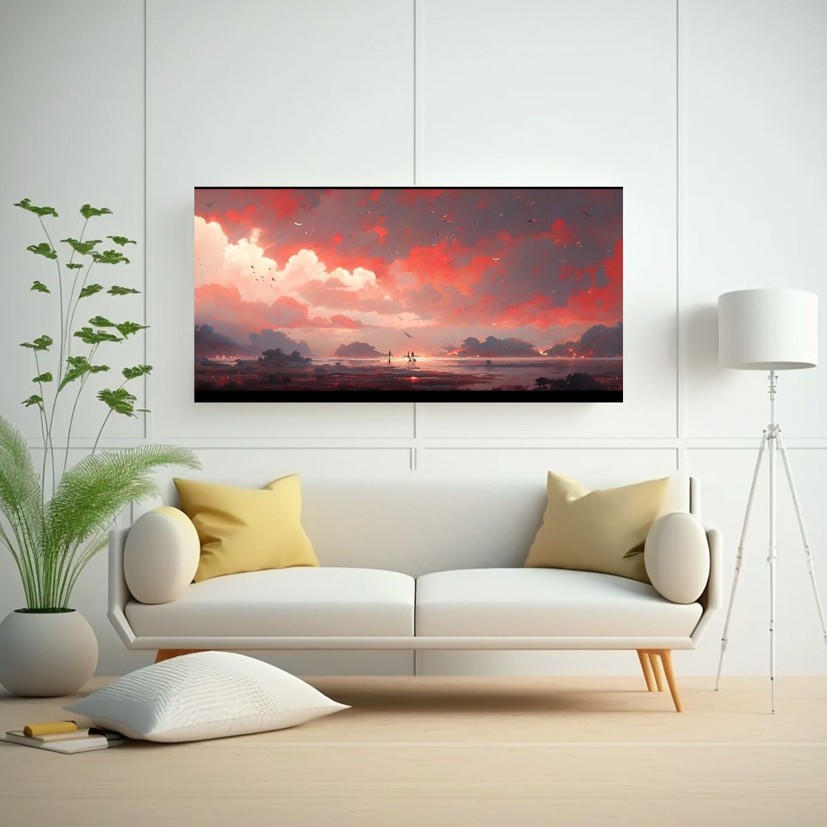 GENERICO - Pintura Abstracta De Paisaje Urbano Con Colores Ro 160x80cm.