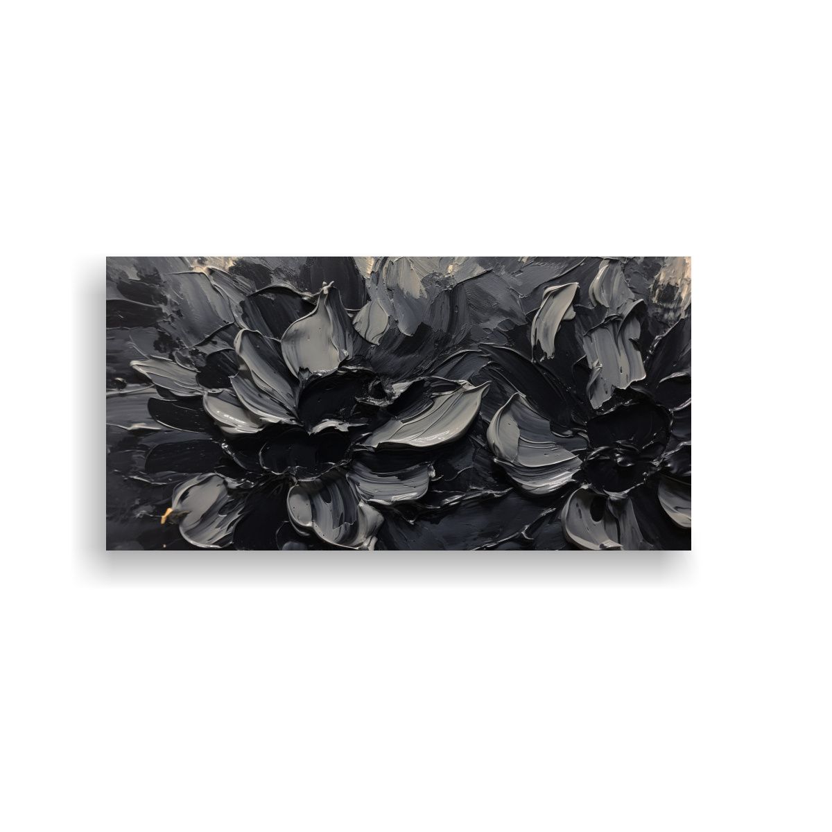 GENERICO - Pintura Al Estilo óleo Abstracta De Flores Negras 160x80cm.