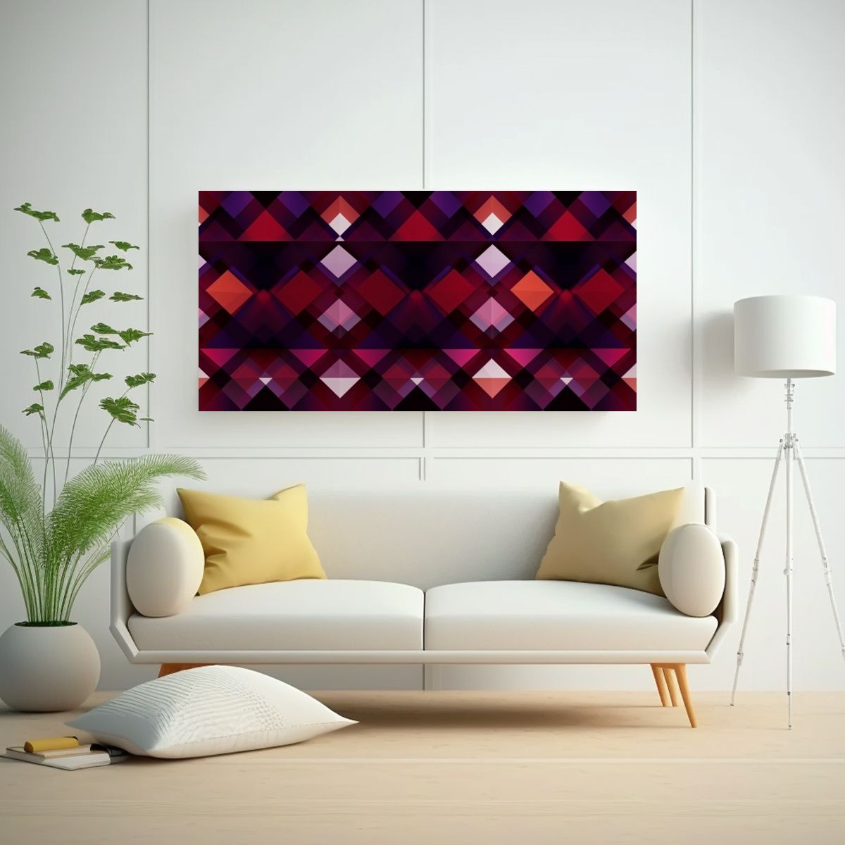 GENERICO - Cuadro Abstracto Movimiento Rojo Y Morado Para Dec 160x80cm