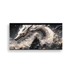 GENERICO - Pintura Decorativa Dragón Blanco Y Negro En Atm 160x80cm