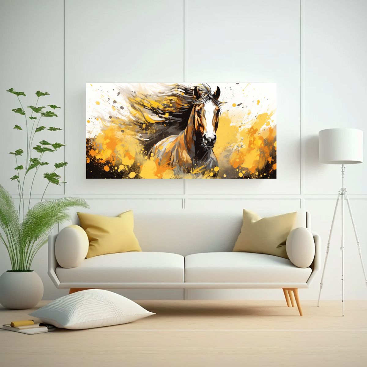GENERICO - Cuadro De Pared Clydesdale Horse En Colores Dorado 160x80cm