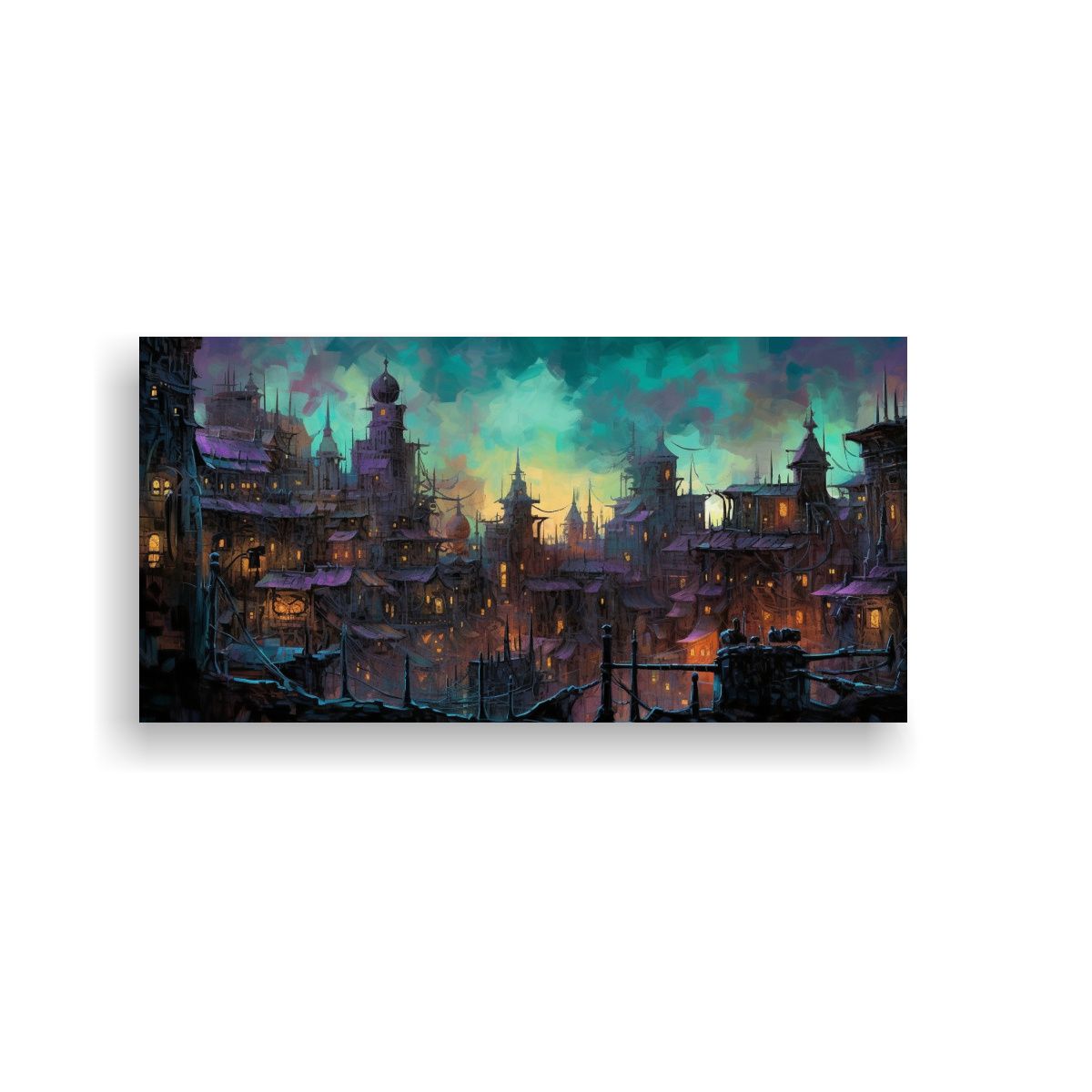 GENERICO - Pintura Abstracta Al Estilo óleo De Ciudad Vieja  160x80cm.