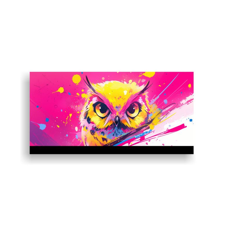 GENERICO - Cuadro Tela Bastidor Hogar Deco Búho Amarillo Y R 160x80cm