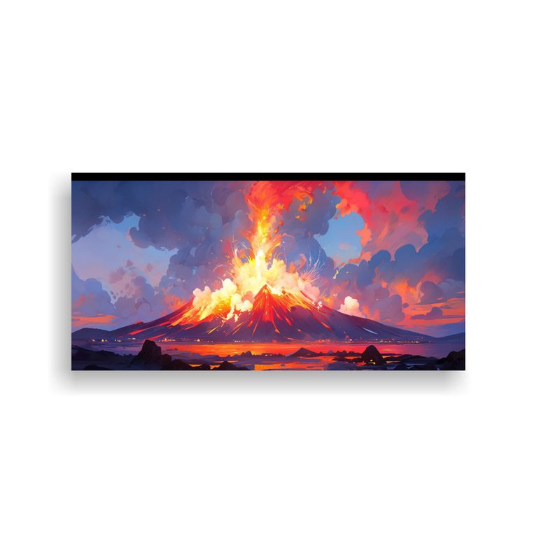 GENERICO - Pintura Abstracta De Un Volcán Blanco Con Alta De 160x80cm