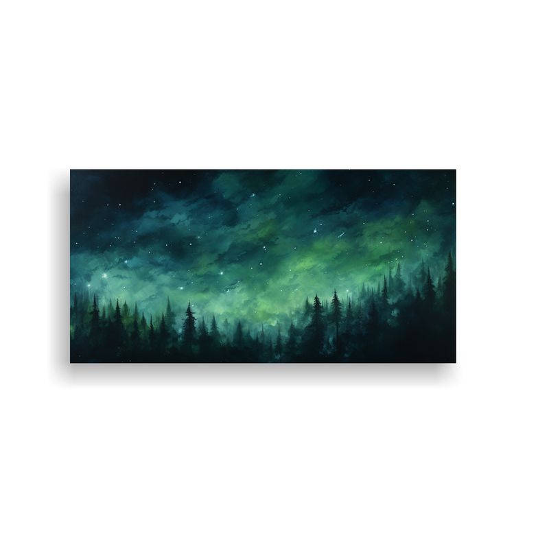 GENERICO - Pintura Abstracta En Verde De Noche En El Cielo 160x80cm