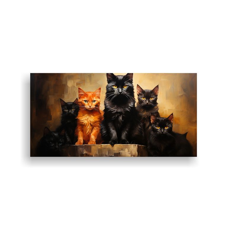 GENERICO - Cuadro Inspiración Gatos Negros Sobre Una Pila 160x80cm