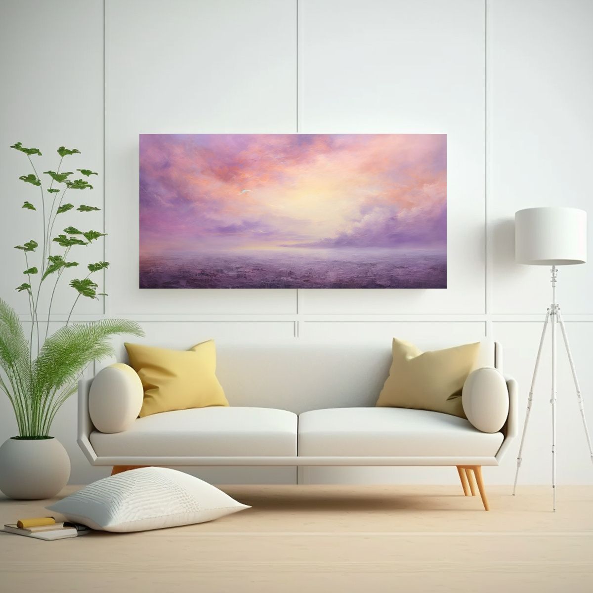 GENERICO - Cuadro Abstracto Minimalista Amanecer Con Colores  160x80cm