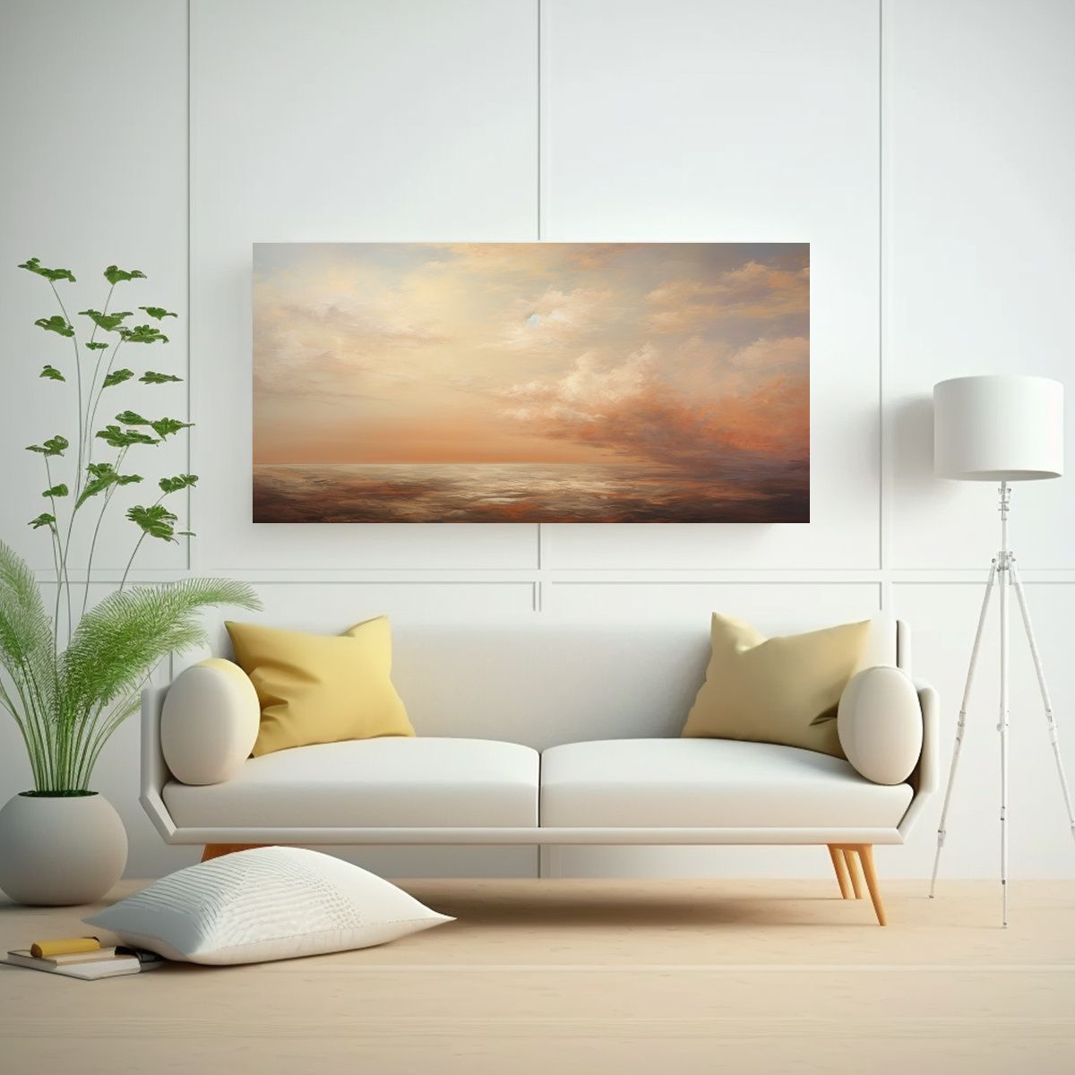 GENERICO - Cuadro Abstracto En Lienzo Con Forma De Cielo Y Ma 160x80cm