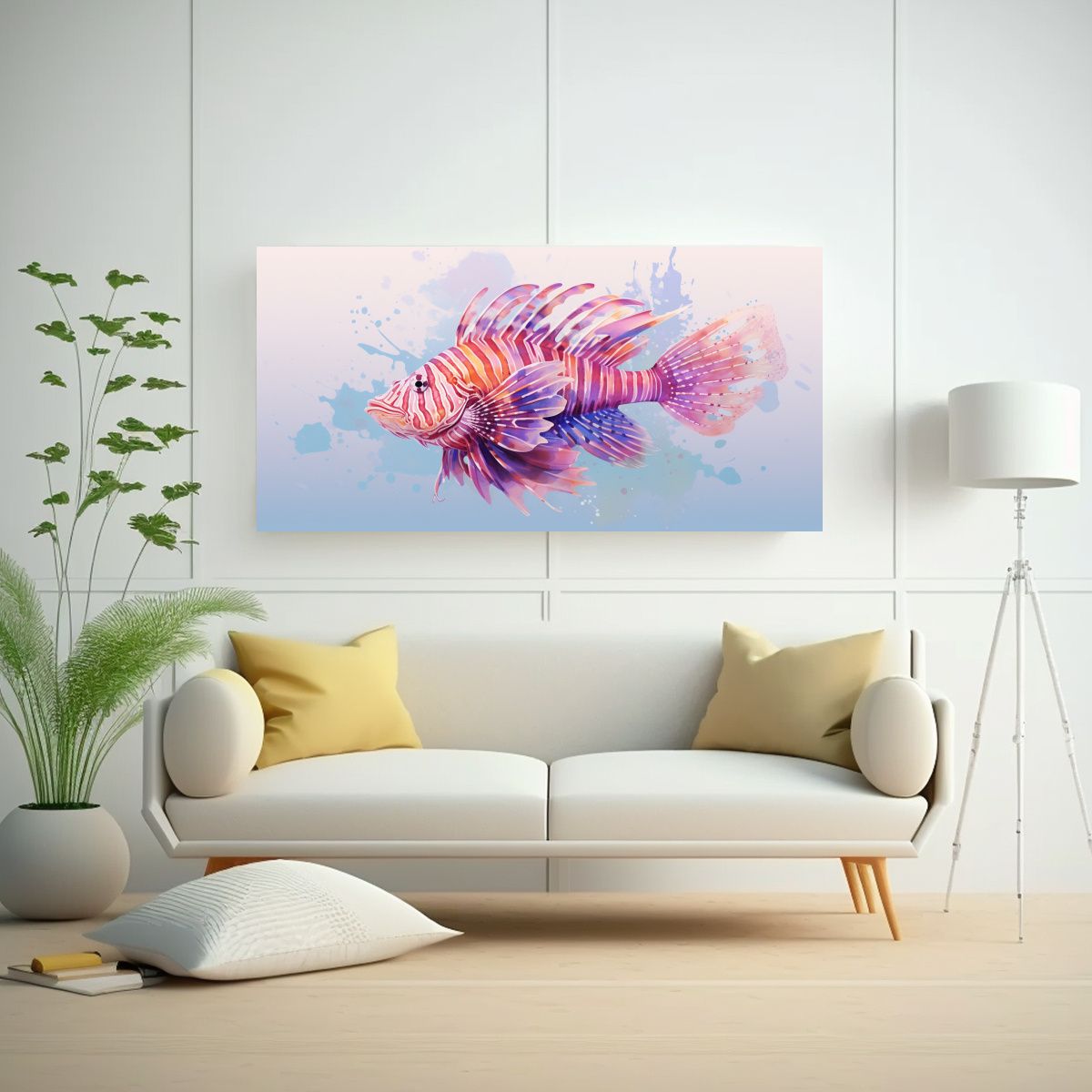 GENERICO - Cuadro Patron Intenso Leon Peces En Tonos Malva Ne 160x80cm