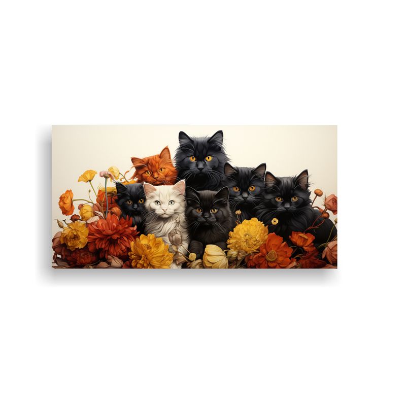 GENERICO - Cuadro Expresion Gatos Apilados Estilo Tinta 160x80cm