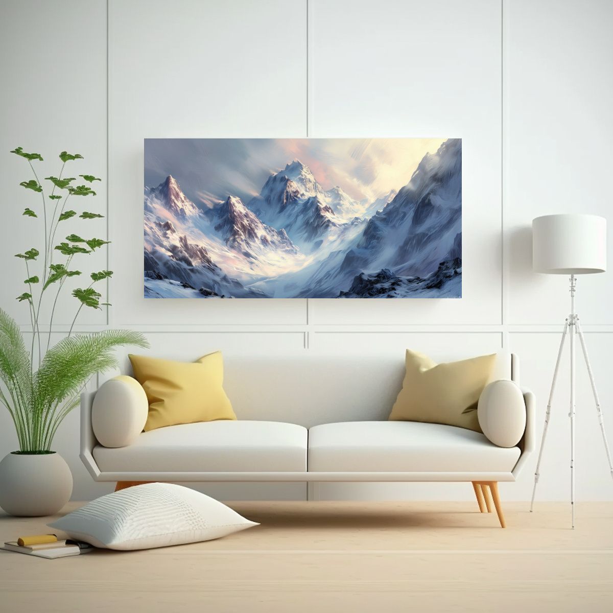 GENERICO - Pinturas Decorativas De Montañas Nevadas En La Lu 160x80cm.