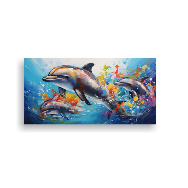 GENERICO - Delfines En Equilibrio Cuadro Moderno Estilo Esti 160x80cm