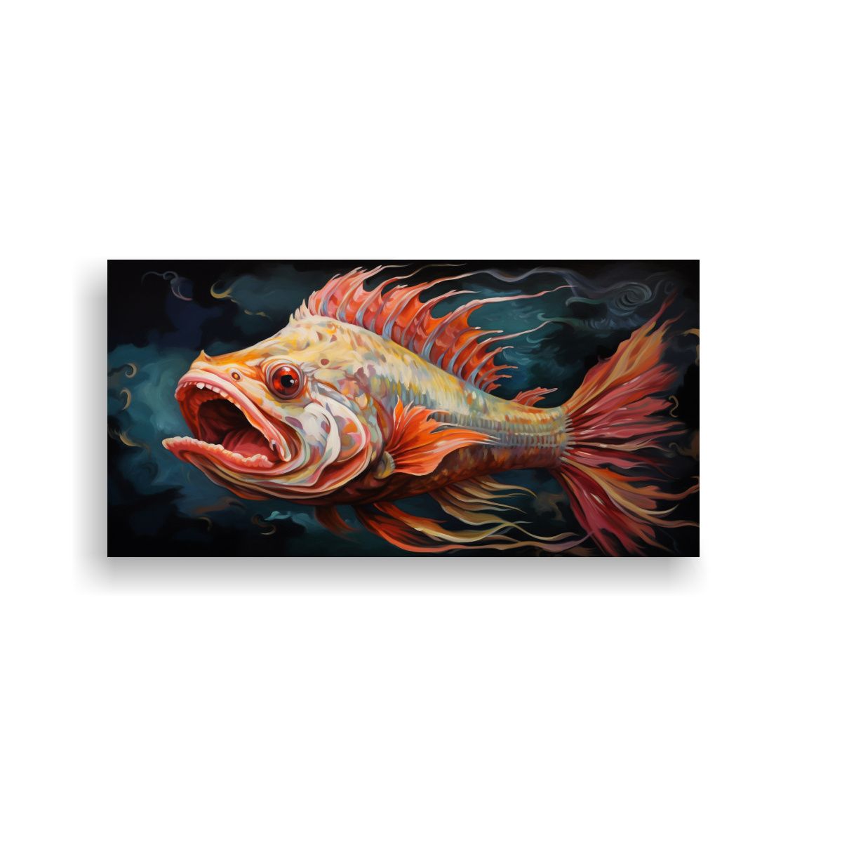 GENERICO - Pintura Al Estilo óleo De Dragón Pez Colorido En 160x80cm.