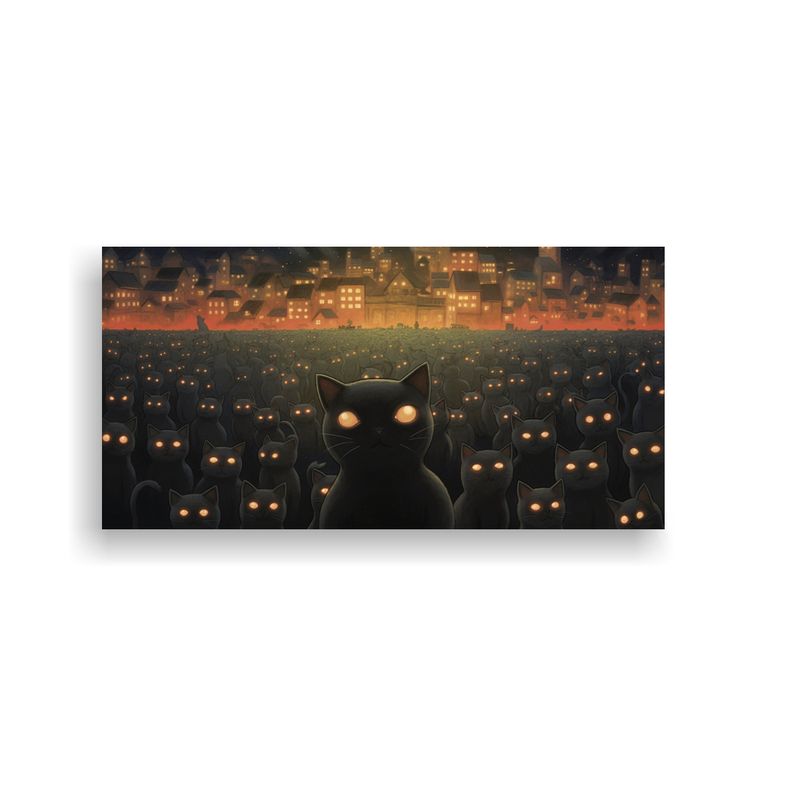 GENERICO - Pintura Mural De Gatos Negros Con Ojos Brillantes  160x80cm