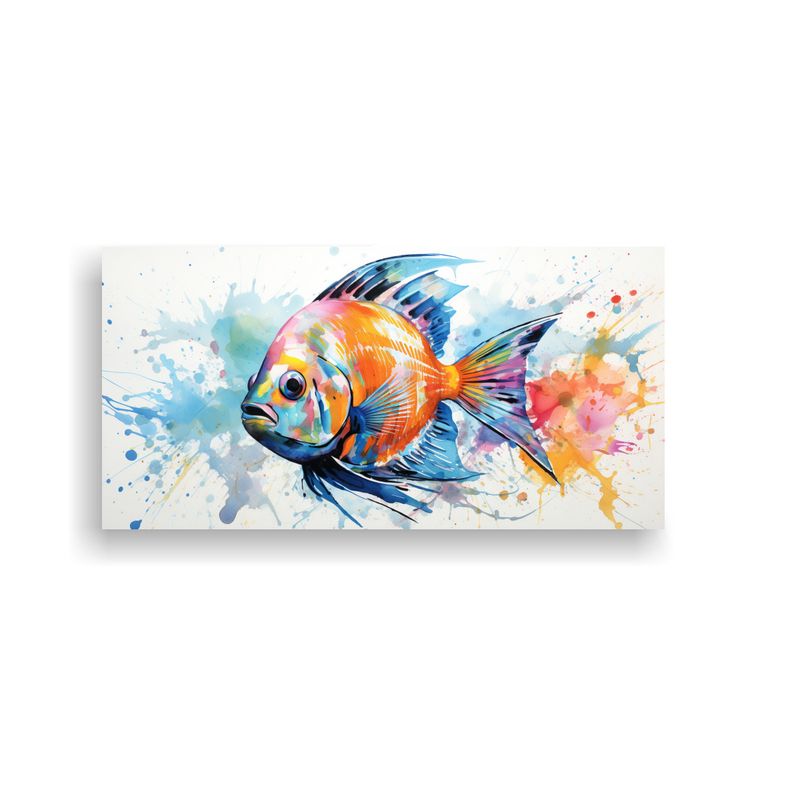 GENERICO - Cuadro Perspectiva Peces Ángel En Pastel Y Acuare 160x80cm