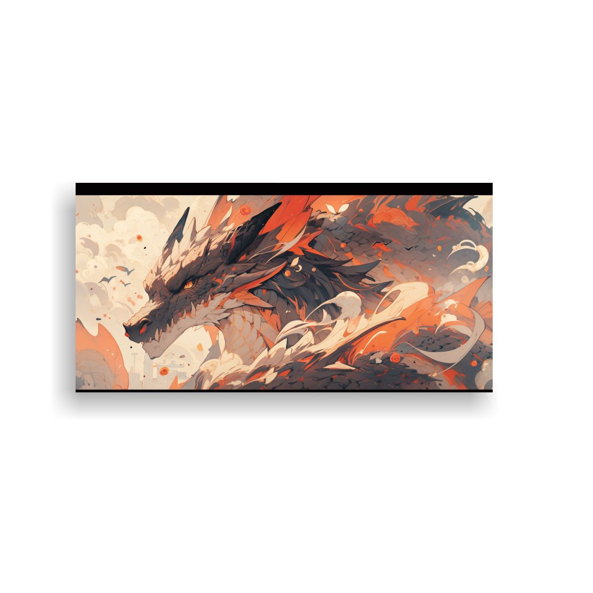 GENERICO - Cuadro De Dragón En Tonos Pastel Y Naranja Para D 160x80cm