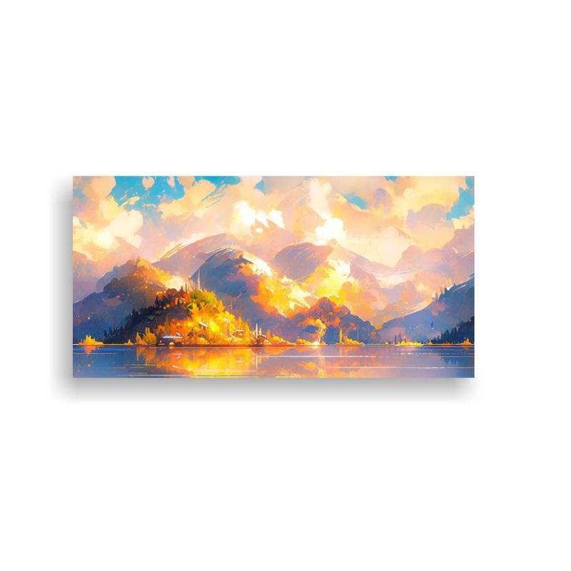GENERICO - Pintura Abstracta En Amarillos De Montañas Junto  160x80cm