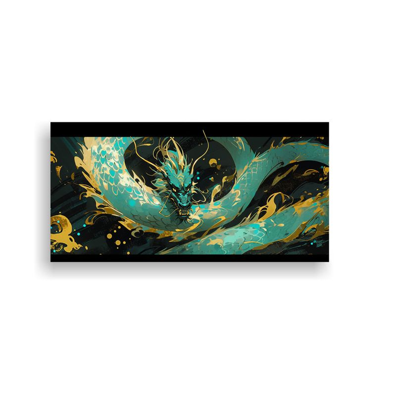 GENERICO - Cuadro Decorativo Dormitorio Dragón En Turquesa Y 160x80cm