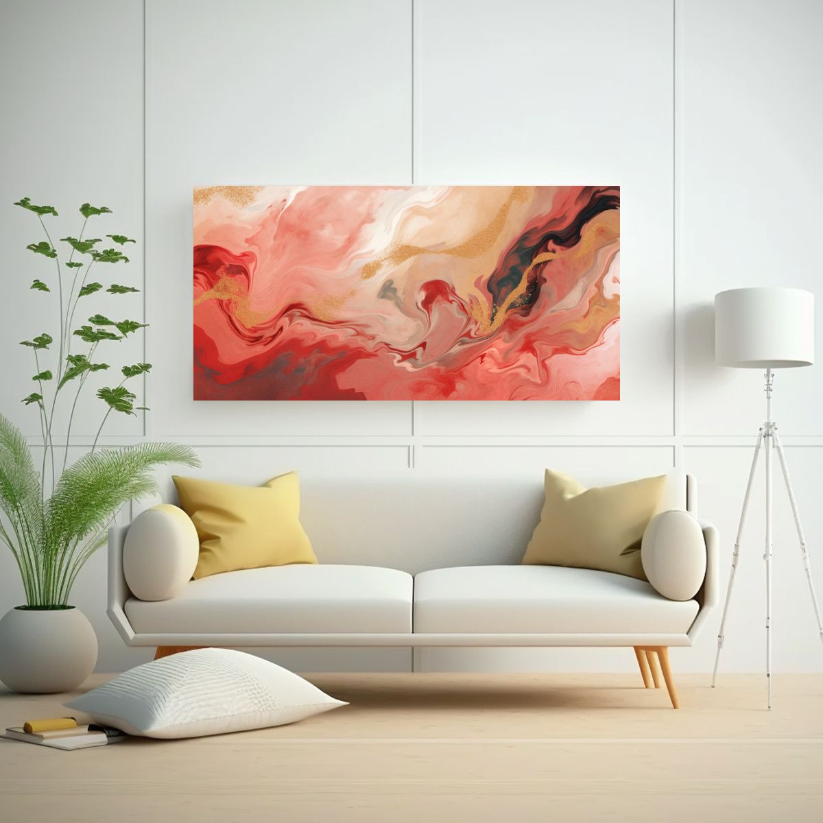 GENERICO - Pinturas De Decoración En Acuarela De Mármol Roj 160x80cm