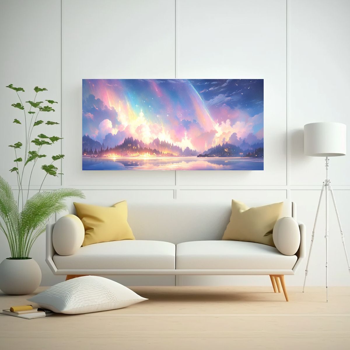 GENERICO - Pintura Abstracta A Northern Lights En Colores Pas 160x80cm