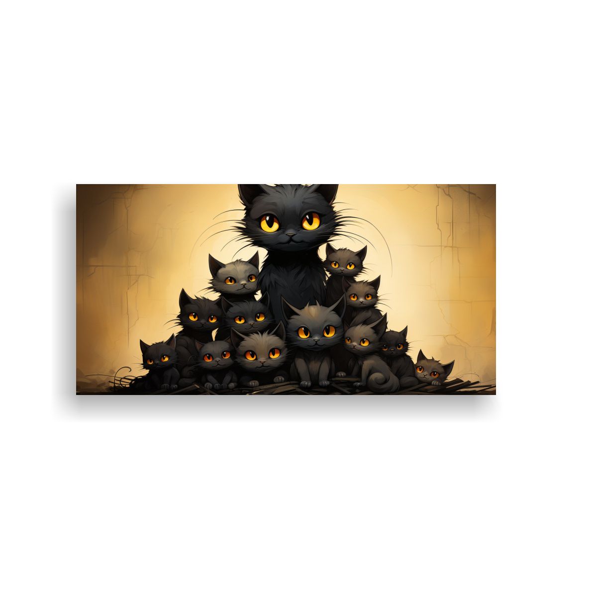GENERICO - Lienzo De Tela Con Pila De Gatos Negros Sobre Fond 160x80cm