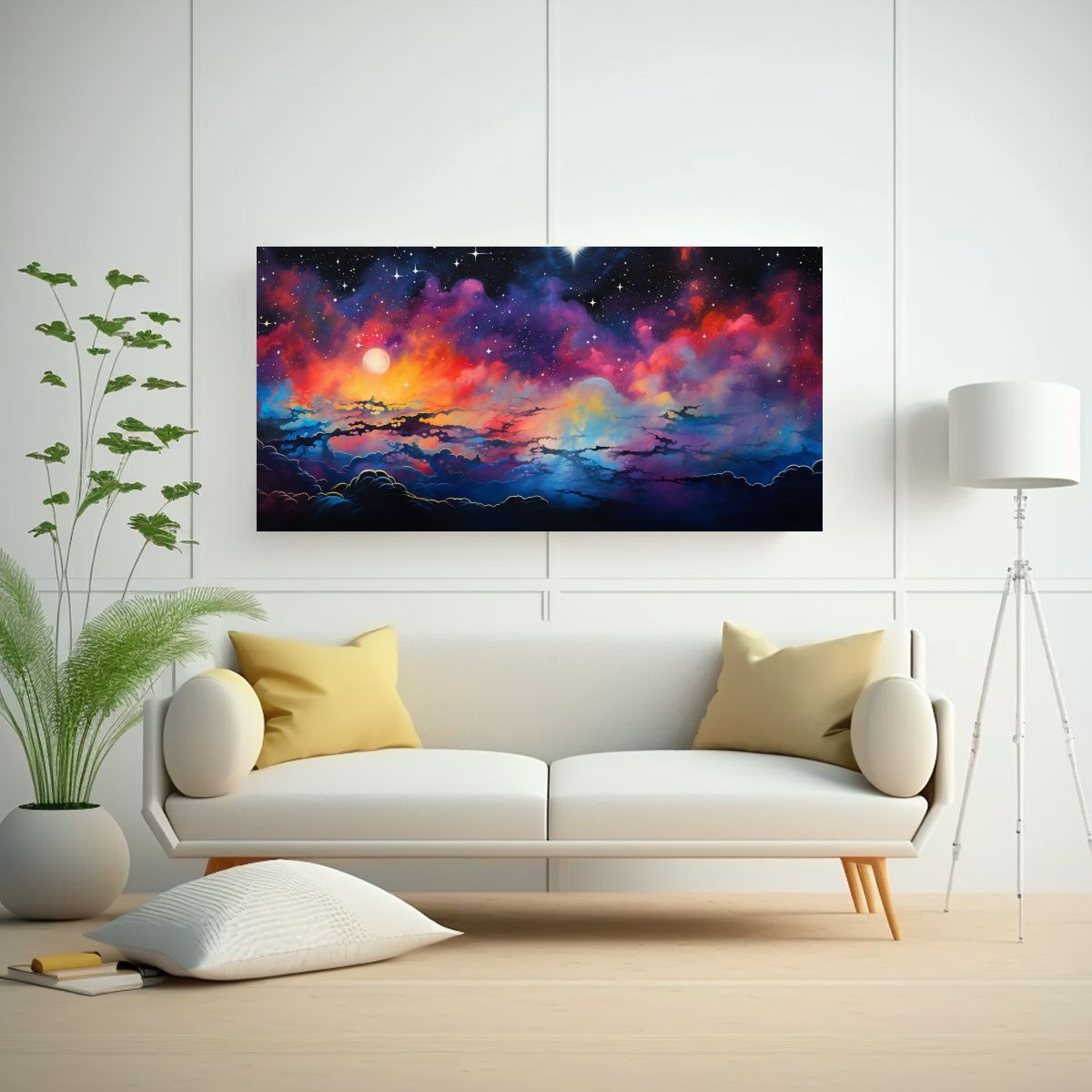 GENERICO - Cuadro Abstracto Equilibrio Nocturno Con Colores V 160x80cm