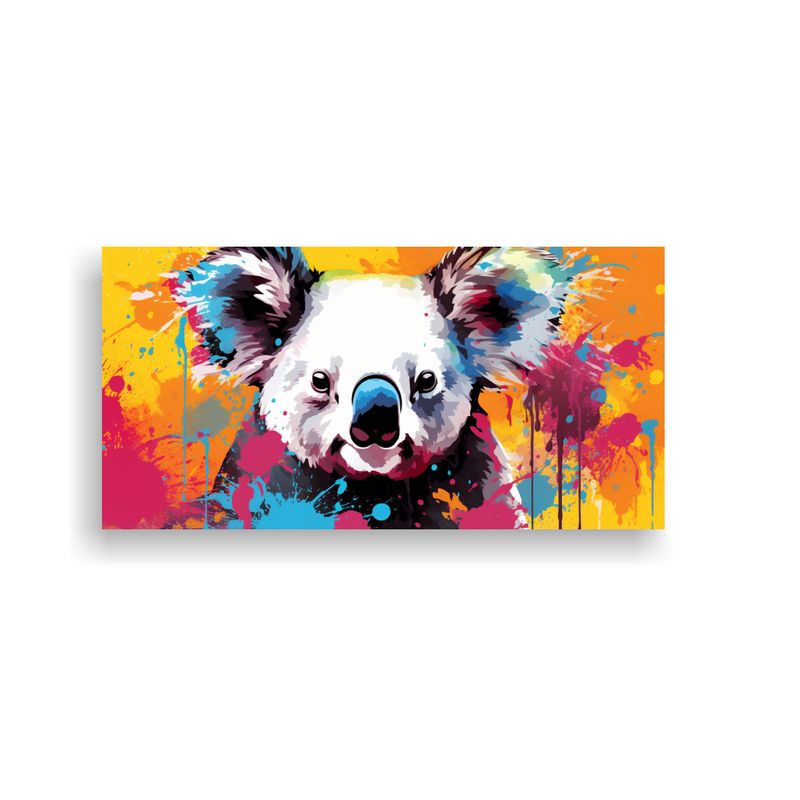 GENERICO - Cuadro Horizontal Detalle Koalas En Colores Hueso  160x80cm