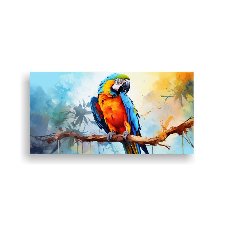 GENERICO - Cuadro De Pared Estilo Acuarela Colorida Aves Loro 160x80cm