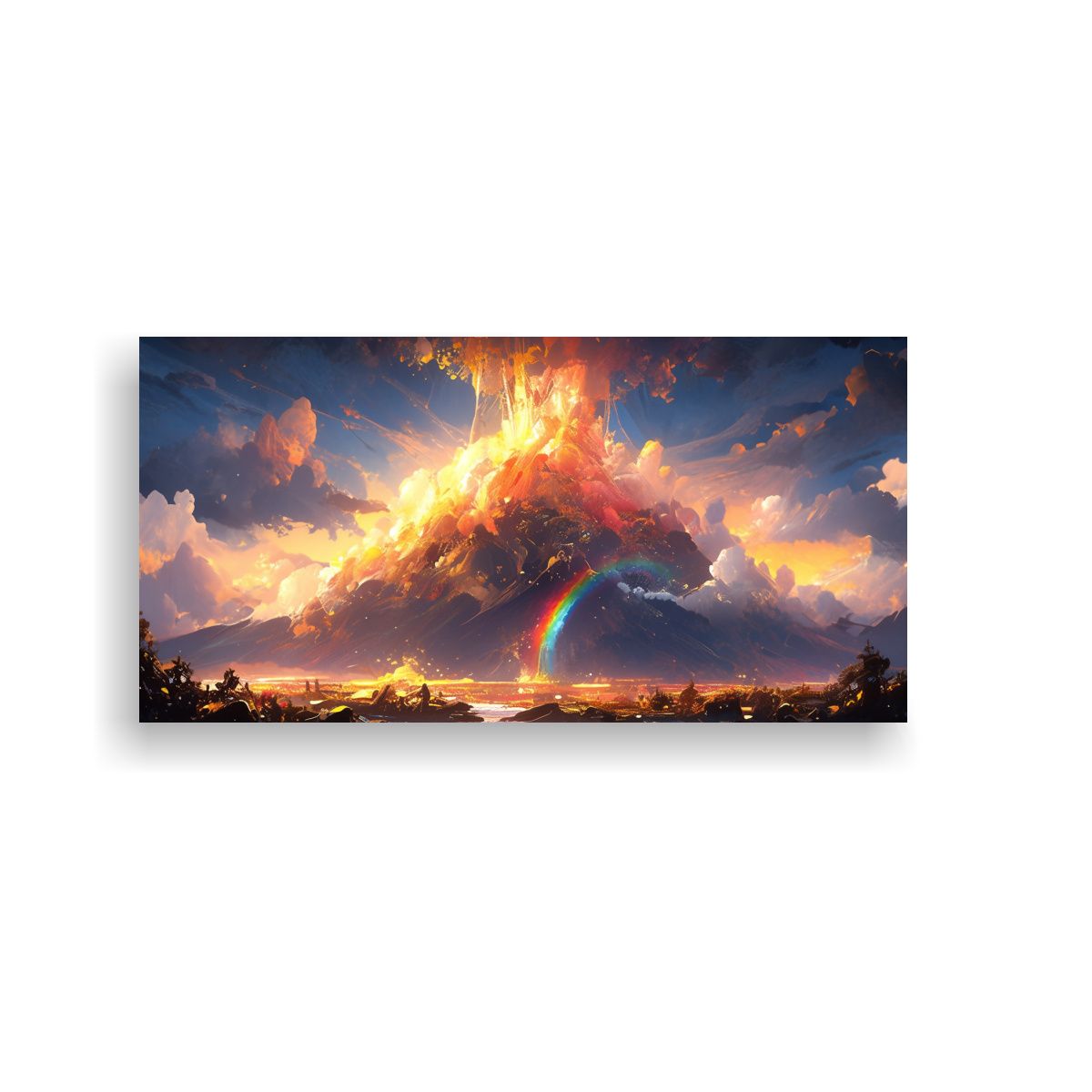 GENERICO - Pintura Abstracta De Decoración Temática Volcán 160x80cm