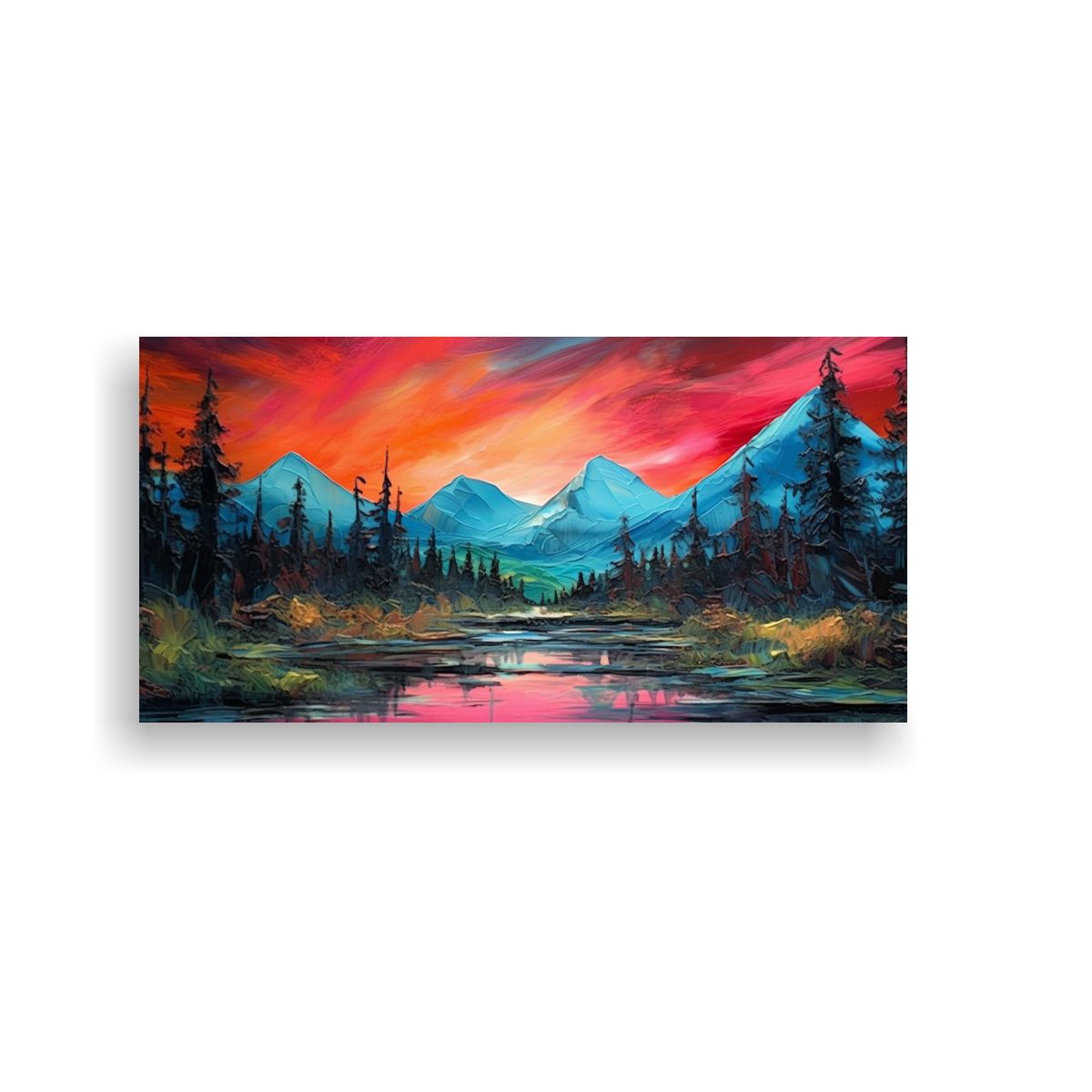 GENERICO - Pintura En Bastidor Moderna Equilibrio Vivido Rojo 160x80cm