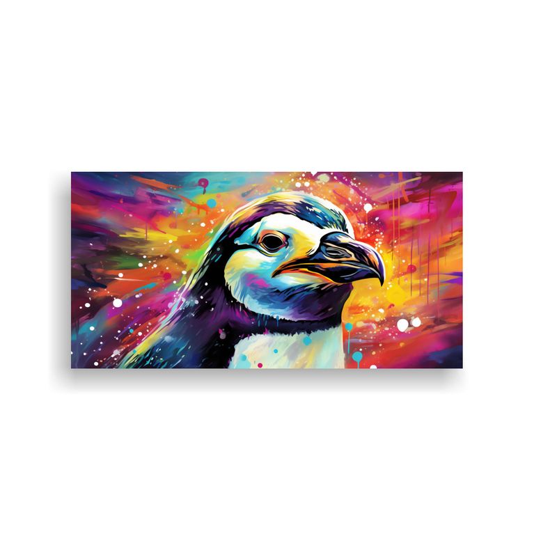GENERICO - Cuadro Tela Pingüino Colores Iridiscentes Y Deslu 160x80cm