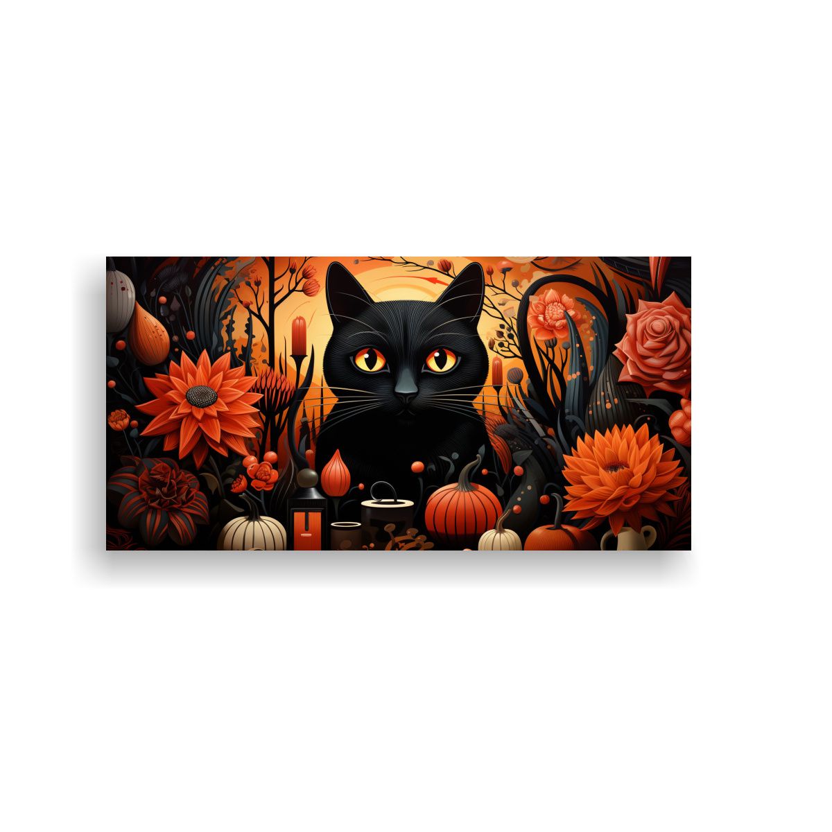 GENERICO - Cuadro Multicolor De Gatos Negros Composición De 160x80cm