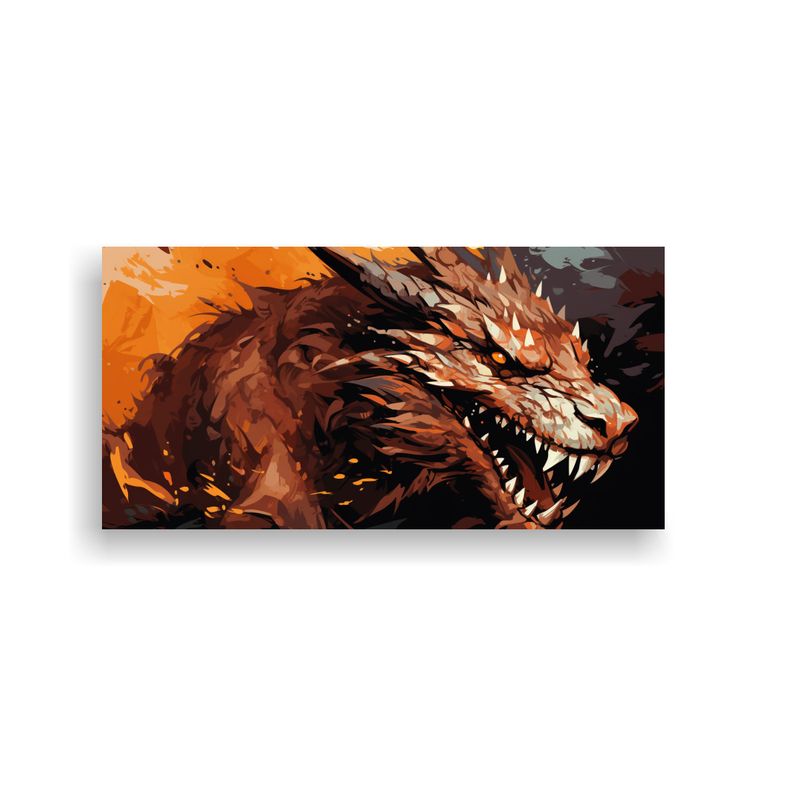 GENERICO - Cuadros Decorativos Dragón En Tonos Marrón Y Na 160x80cm