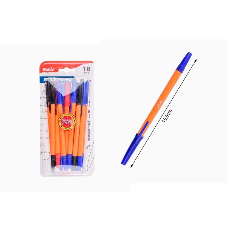 GENERICO - Bolígrafos 18 pcs Negro, Azul y Rojo