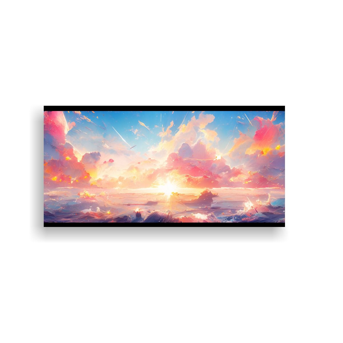 GENERICO - Cuadro Abstracto Regalo Cielo Y Mar Con Arcoíris 160x80cm