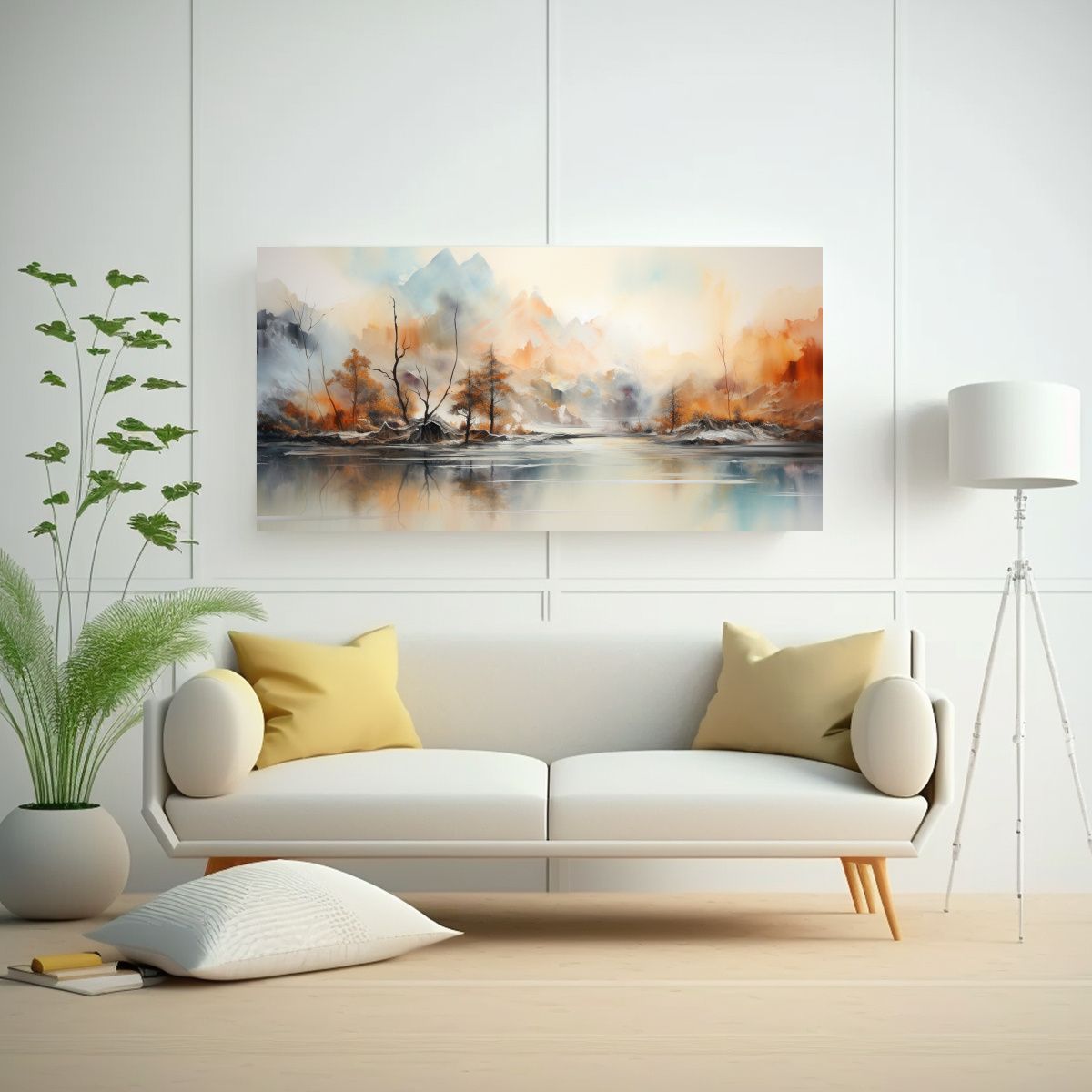 GENERICO - Pinturas Decorativas Paisaje Abstracto Acuarela En 140x70cm