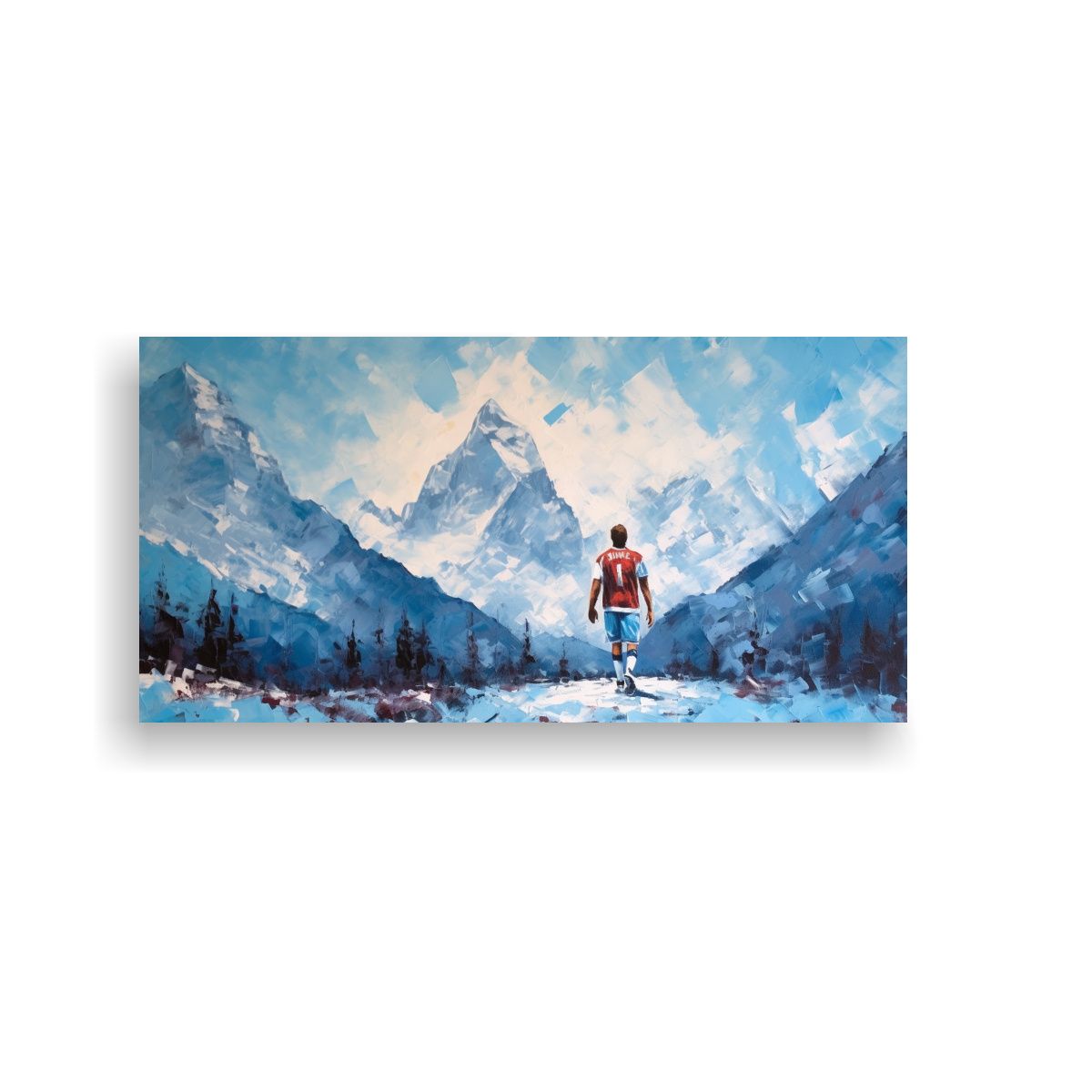 GENERICO - Pintura Expresiva De Un Futbolista Con Paleta Azul 160x80cm