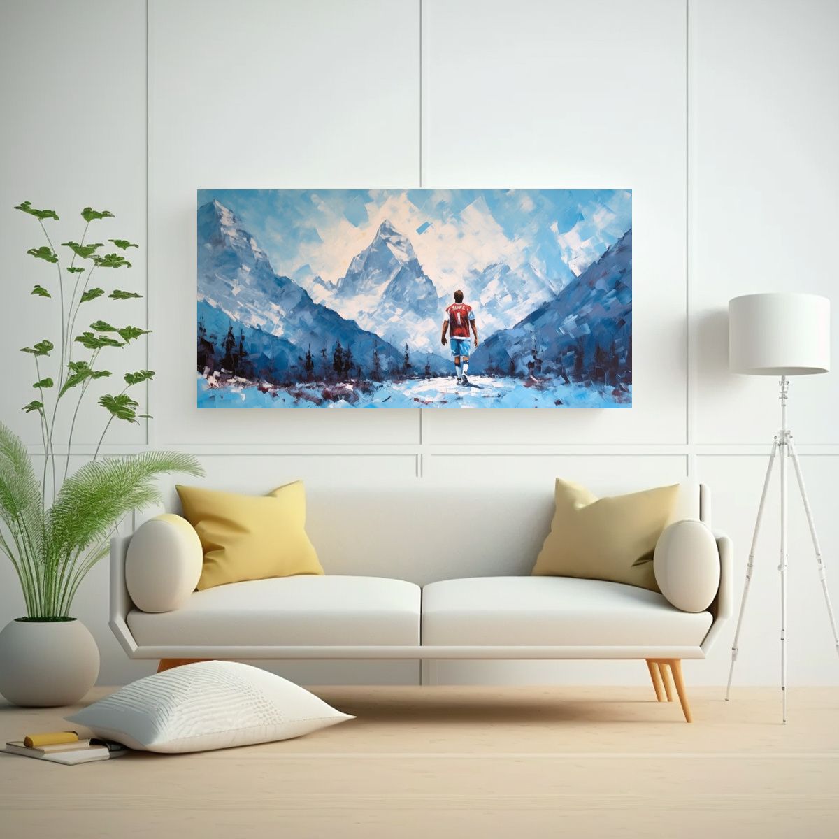 GENERICO - Pintura Expresiva De Un Futbolista Con Paleta Azul 160x80cm