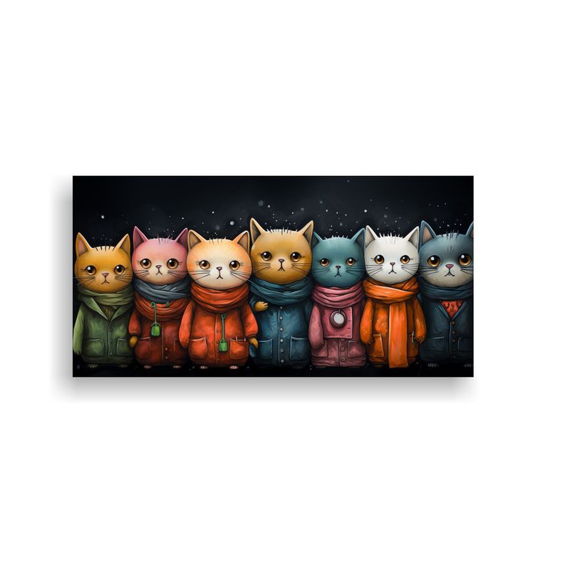 GENERICO - Cuadro Gatos Coloridos Con Suéteres Patrón De F 160x80cm