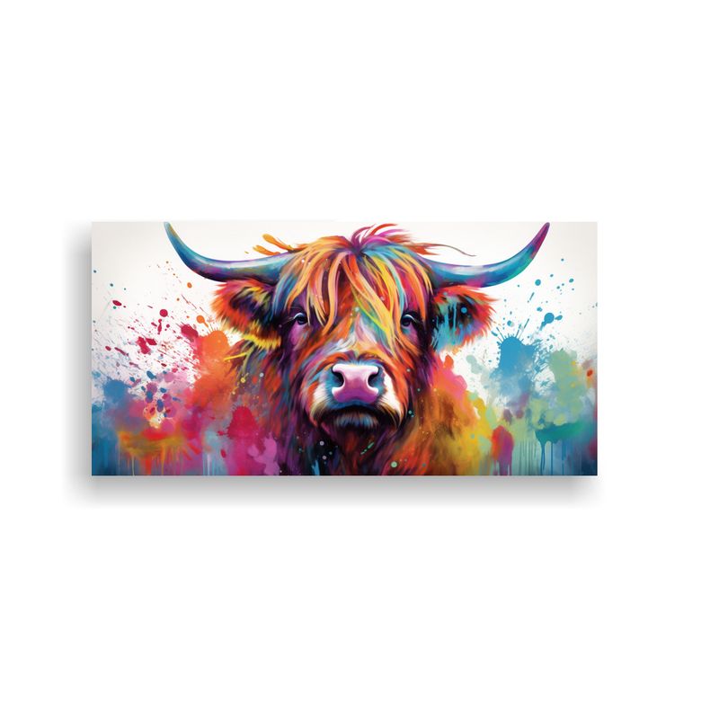 GENERICO - Cuadro Decorativo Neo Pop De Vaca De Las Highlands 160x80cm