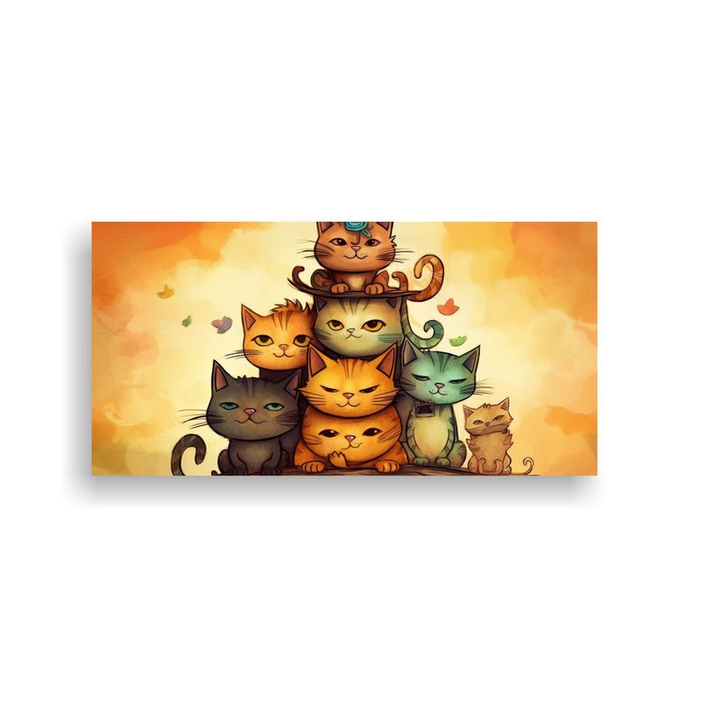 GENERICO - Gatos En Colores Sobre Montón Mirando Al Frente  160x80cm