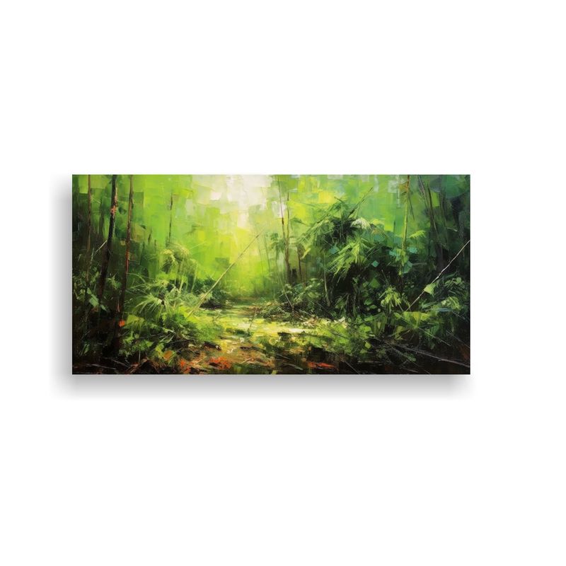 GENERICO - Cuadro Abstracto Paisaje En Verde Para Decoración 160x80cm