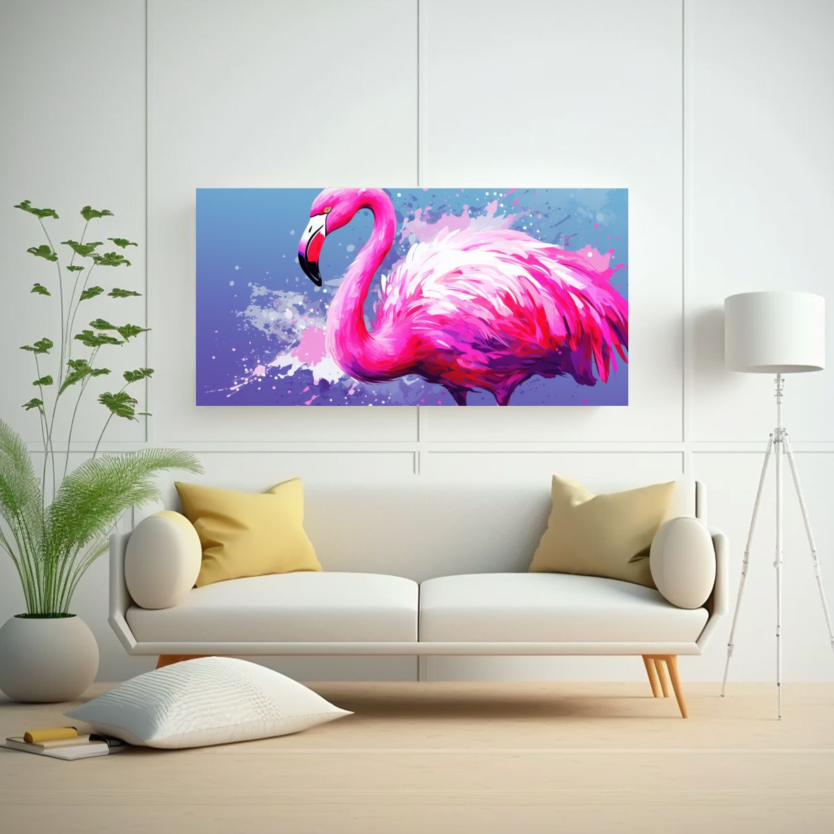 GENERICO - Pinturas De Pared Flamingo Morado Y Rosa Estilo Ne 160x80cm