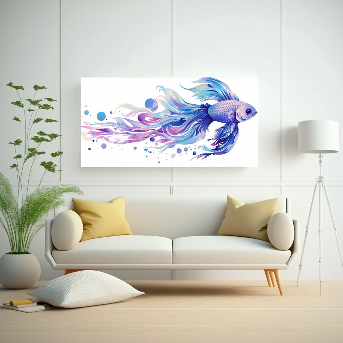 GENERICO - Pintura Decorativa En Relieve De Peces De Acuario  160x80cm