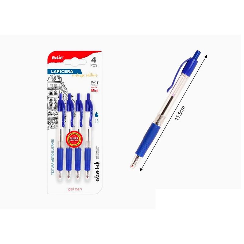 GENERICO - Bolígrafo de Gel Pequeño 4 pcs Negro, Azul YRojo