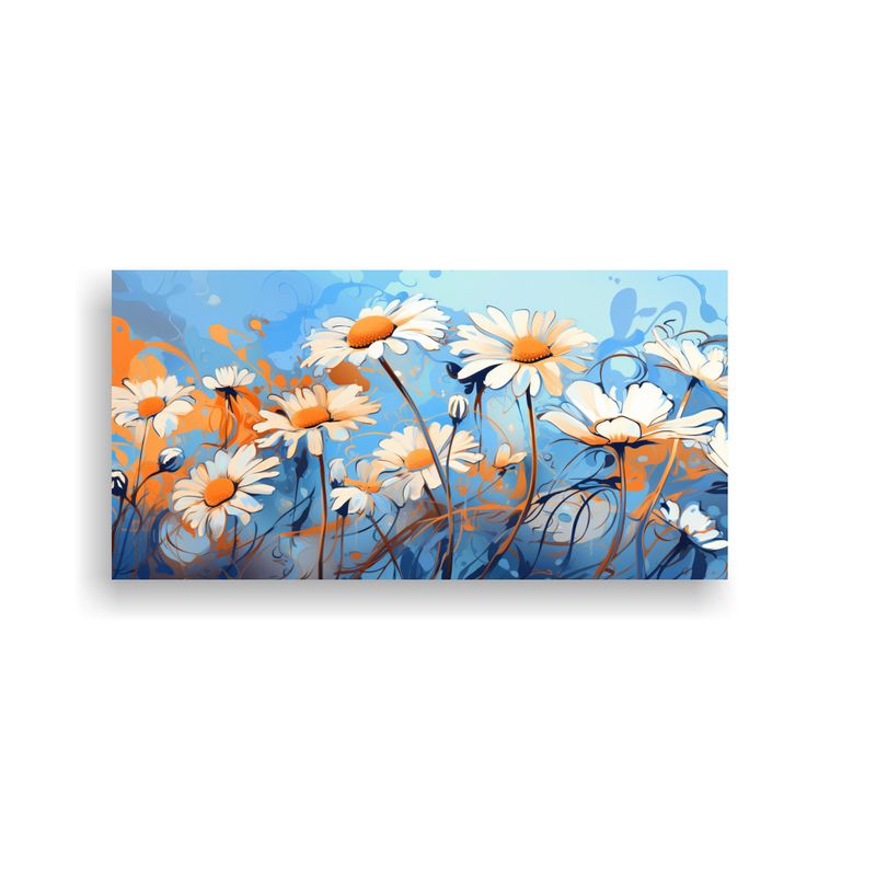 GENERICO - Cuadro Minimalista De Manzanilla En Colores Naranj 160x80cm