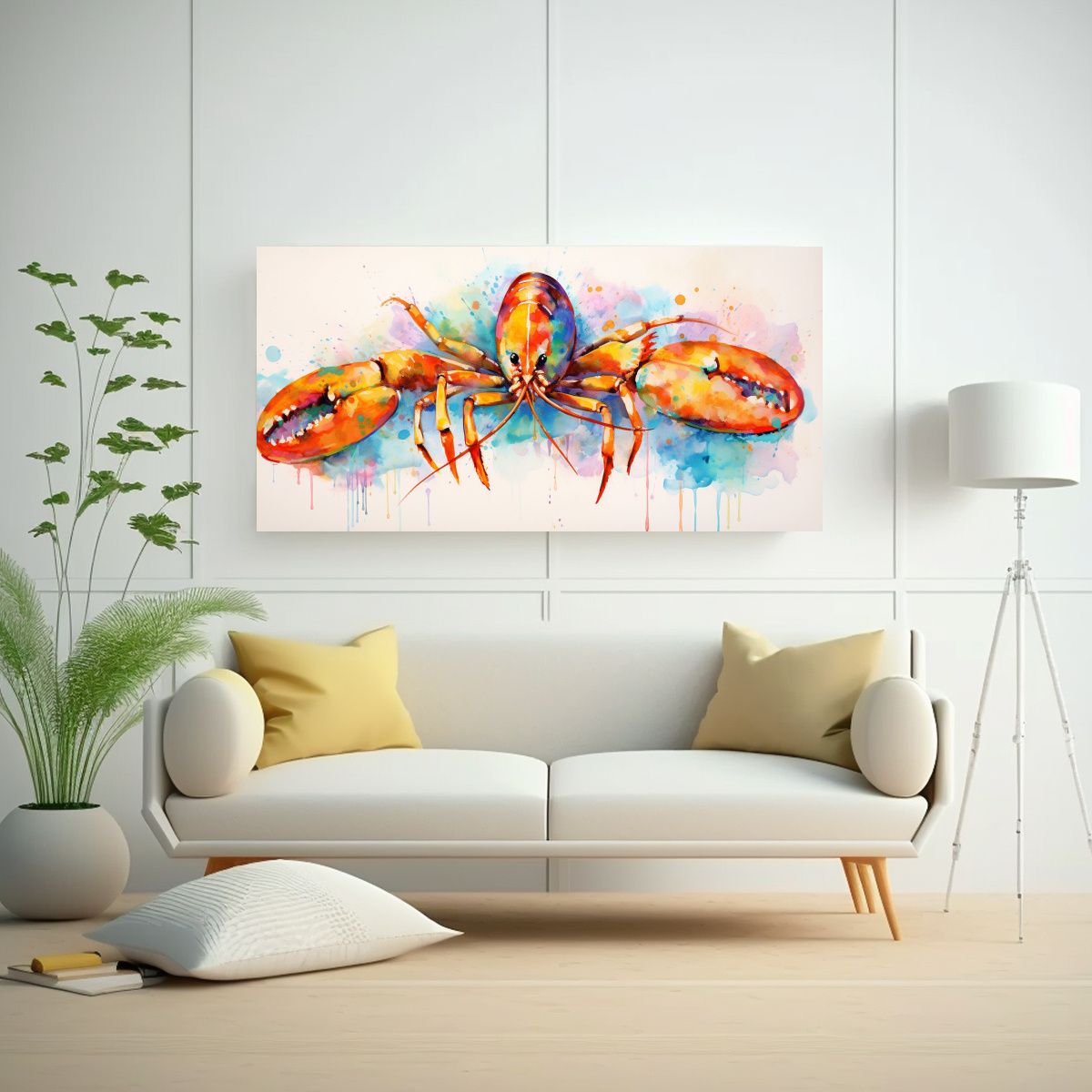 GENERICO - Cuadro Abstracto Relieve Langosta En Crema Y Color 160x80cm
