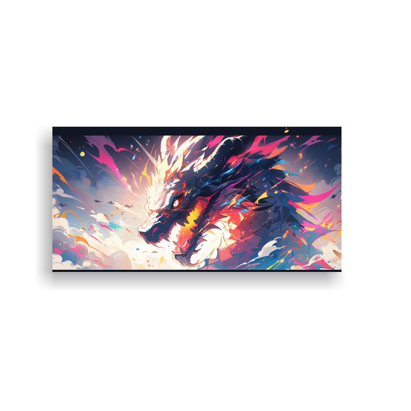 GENERICO - Cuadro Tela Dibujo Llamativo Dragón Arcoíris Col 160x80cm