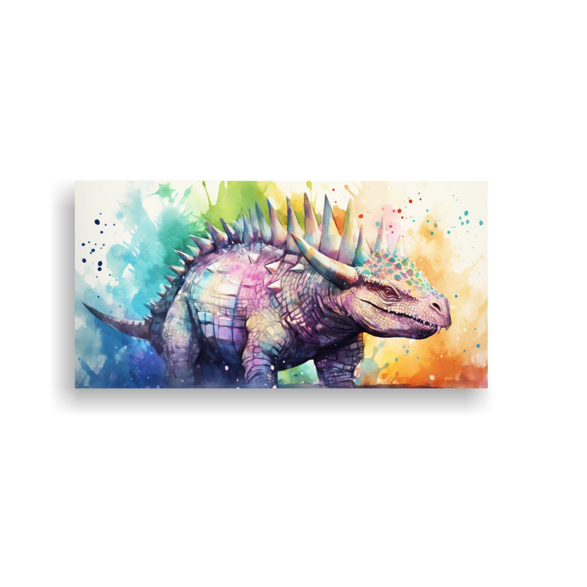 GENERICO - Cuadro Moderno De Estegosaurio En Acuarela Colorid 160x80cm